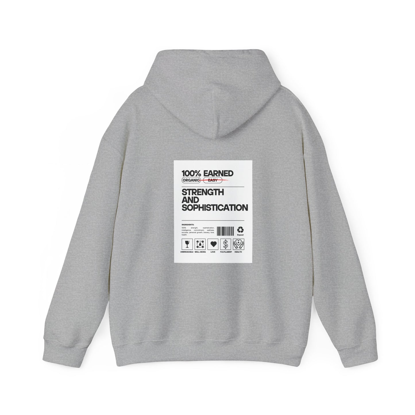 Strength and Sophistication "Nutrition Label" Hooded Sweatshirt