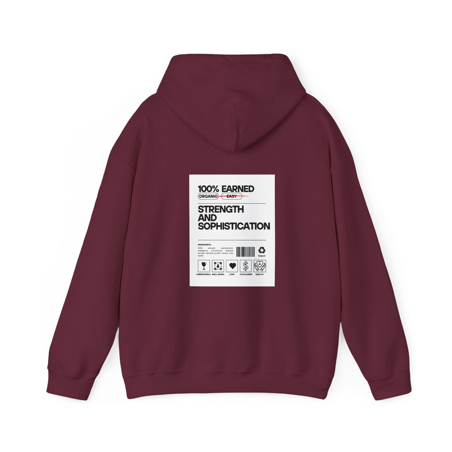 Strength and Sophistication "Nutrition Label" Hooded Sweatshirt