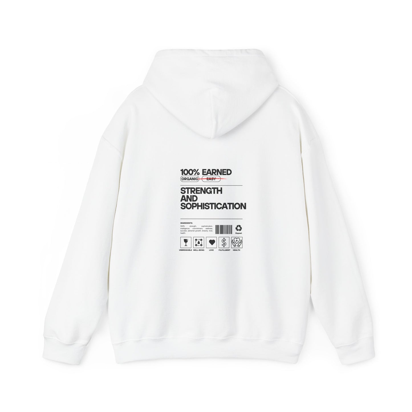 Strength and Sophistication "Nutrition Label" Hooded Sweatshirt